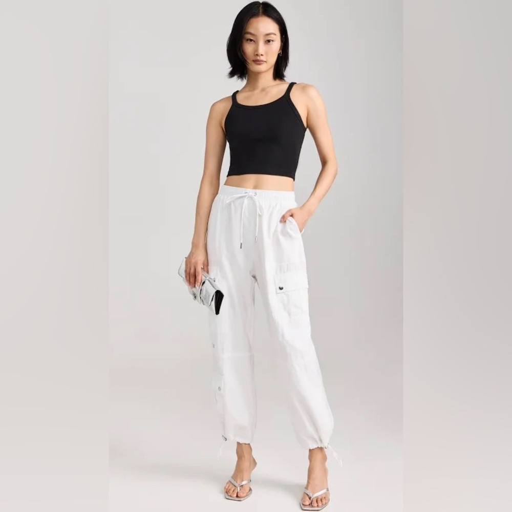 Cinq à Sept Nitsan Parachute Cargo Pants Bright White sz L Jogger Lightweight